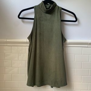 Faux Suede Mock Neck Tank